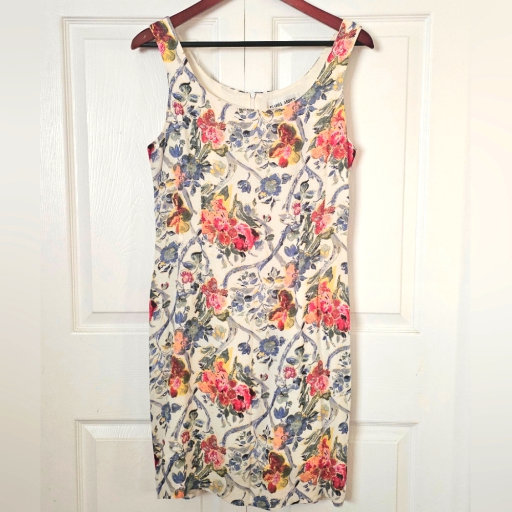Isabel Ardee Watercolor Floral Tank Sheath Dress 8‎ Lightweight Vintage 90s Y2K